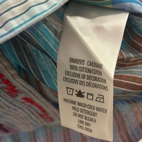 Robert Graham Blue Vertical Blocks Embroidered Flip Cuff Classic Fit Size 2XL - Picture 11 of 12